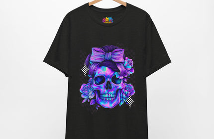 Electric Skull with Bubble Bow Goth Tee