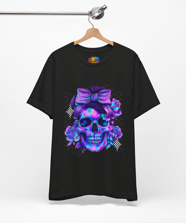 Electric Skull with Bubble Bow Goth Tee