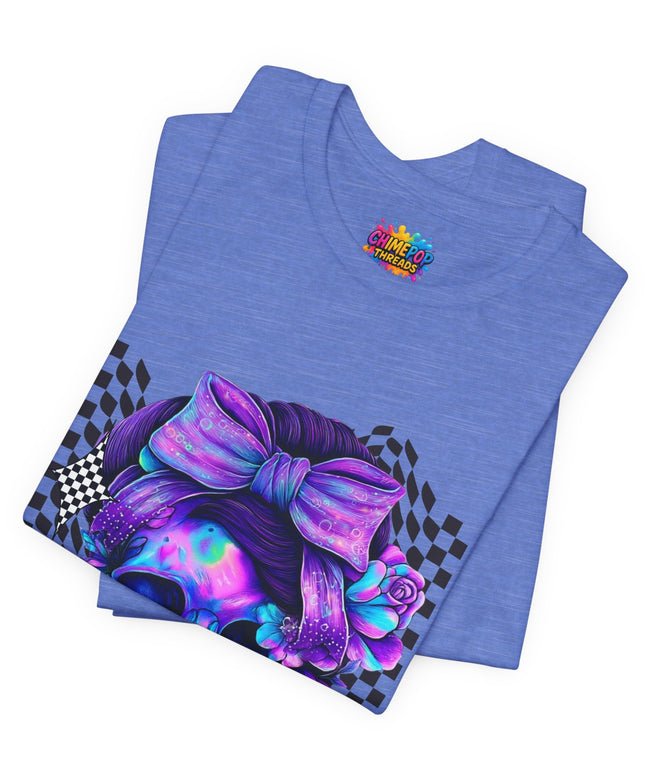 Electric Skull with Bubble Bow Goth Tee