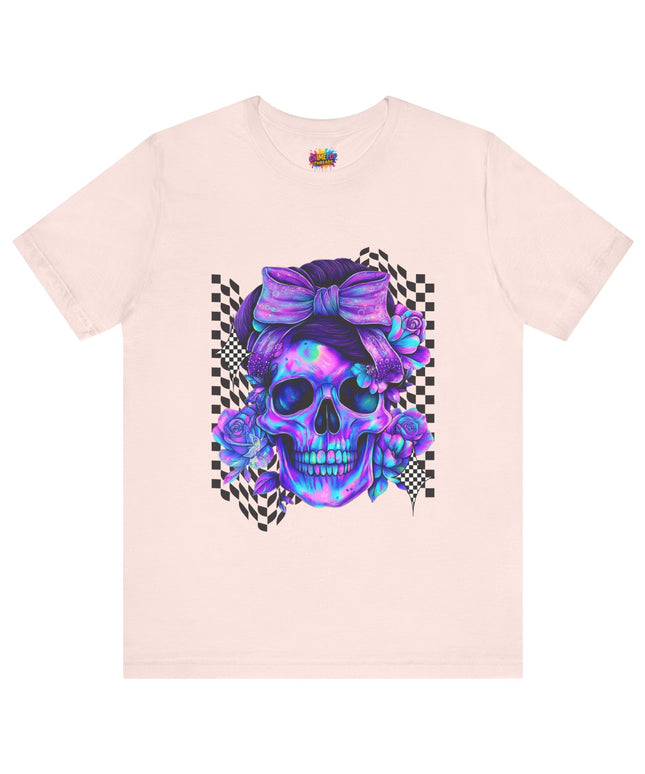 Electric Skull with Bubble Bow Goth Tee