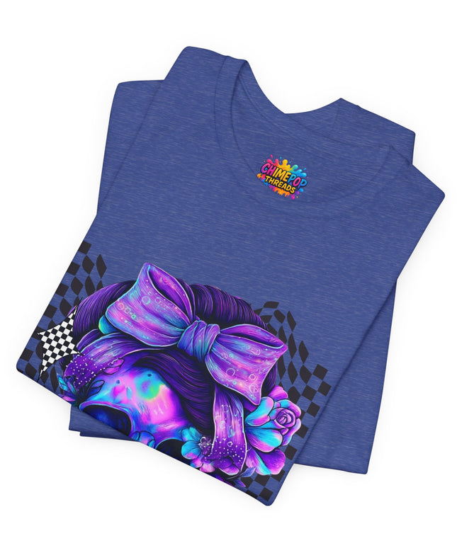 Electric Skull with Bubble Bow Goth Tee