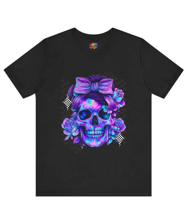 Electric Skull with Bubble Bow Goth Tee