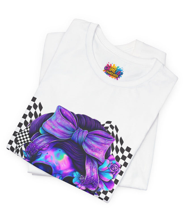 Electric Skull with Bubble Bow Goth Tee