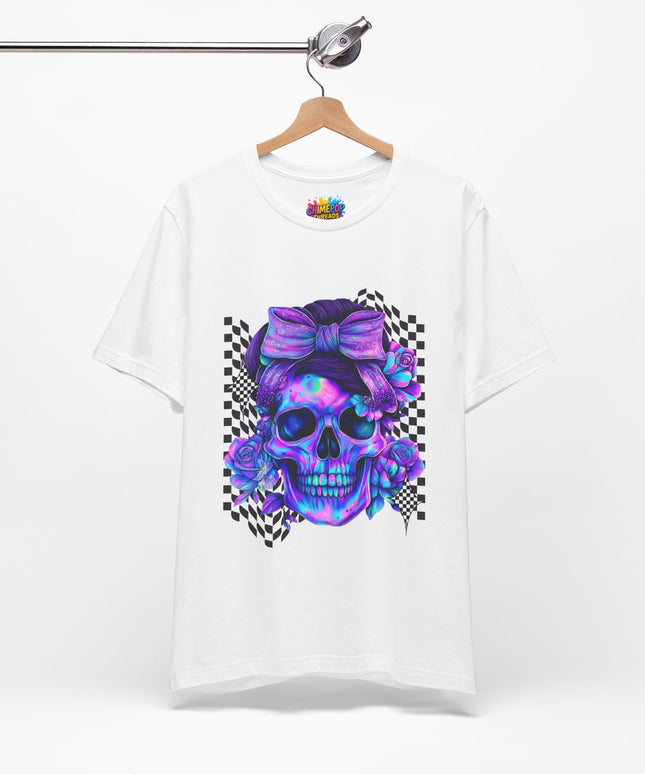 Electric Skull with Bubble Bow Goth Tee