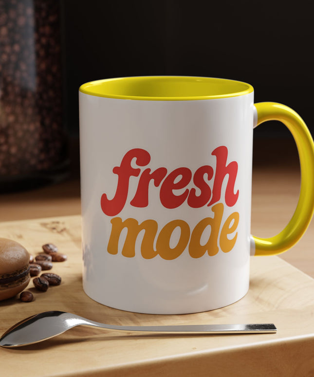 Fresh Mode Accent Coffee Mug - Fun Vibrant Cup for Coffee Lovers, Gift for Friends, Home Decor, Office Mug, 11 & 15oz Sizes