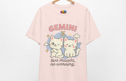 GEMINI ZODIAC - TWO MOODS NO WARNING GRAPHIC TEE