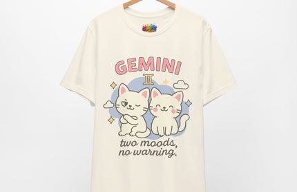 GEMINI ZODIAC - TWO MOODS NO WARNING GRAPHIC TEE