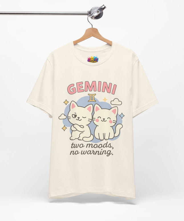 GEMINI ZODIAC - TWO MOODS NO WARNING GRAPHIC TEE