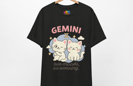 GEMINI ZODIAC - TWO MOODS NO WARNING GRAPHIC TEE