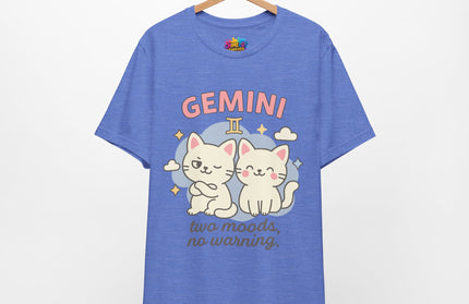 GEMINI ZODIAC - TWO MOODS NO WARNING GRAPHIC TEE