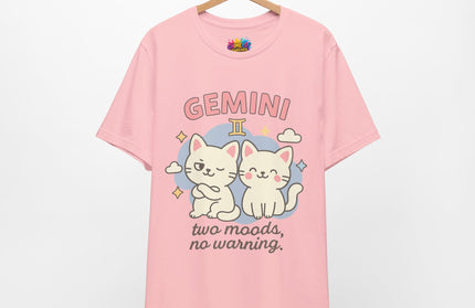 GEMINI ZODIAC - TWO MOODS NO WARNING GRAPHIC TEE