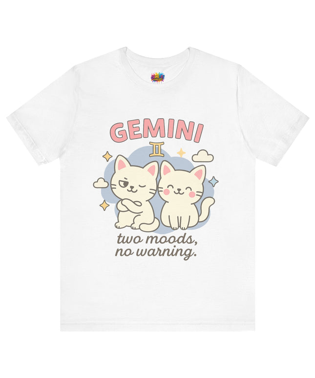 GEMINI ZODIAC - TWO MOODS NO WARNING GRAPHIC TEE