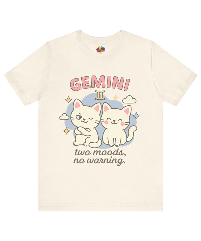 GEMINI ZODIAC - TWO MOODS NO WARNING GRAPHIC TEE