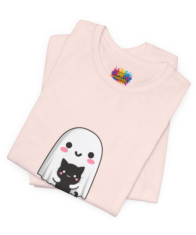 Ghost Hugging Black Cat T-Shirt