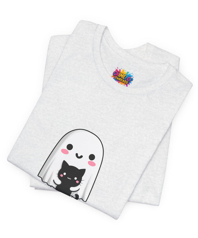 Ghost Hugging Black Cat T-Shirt