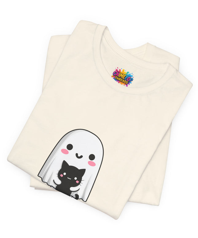 Ghost Hugging Black Cat T-Shirt