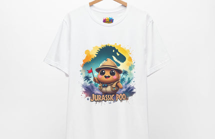Jurassic Poo Unisex Tee, Chaos Finds a Way Dinosaur Poop Shirt, Soft Fit, Funny Tee, Graphic Tee, Jurassic Park Fan Gift, ChimePop Threads