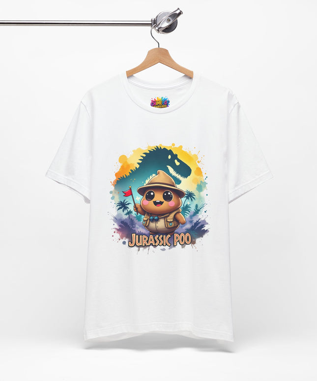 Jurassic Poo Unisex Tee, Chaos Finds a Way Dinosaur Poop Shirt, Soft Fit, Funny Tee, Graphic Tee, Jurassic Park Fan Gift, ChimePop Threads