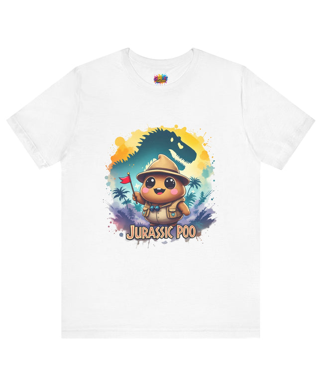 Jurassic Poo Unisex Tee, Chaos Finds a Way Dinosaur Poop Shirt, Soft Fit, Funny Tee, Graphic Tee, Jurassic Park Fan Gift, ChimePop Threads