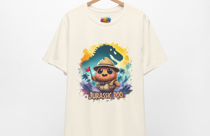 Jurassic Poo Unisex Tee, Chaos Finds a Way Dinosaur Poop Shirt, Soft Fit, Funny Tee, Graphic Tee, Jurassic Park Fan Gift, ChimePop Threads