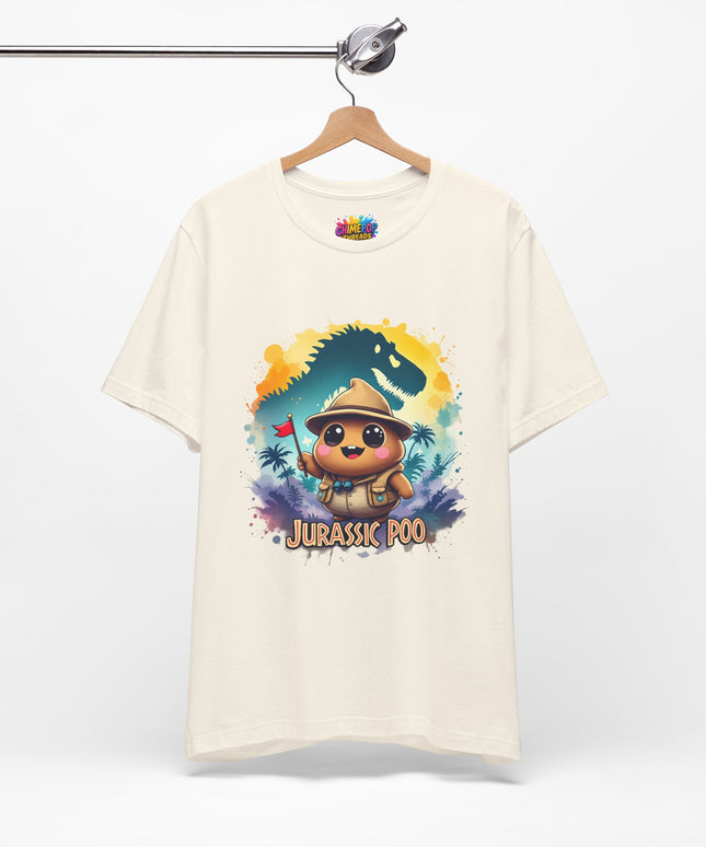 Jurassic Poo Unisex Tee, Chaos Finds a Way Dinosaur Poop Shirt, Soft Fit, Funny Tee, Graphic Tee, Jurassic Park Fan Gift, ChimePop Threads