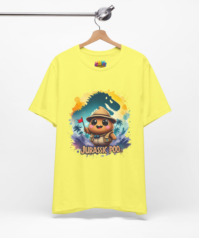 Jurassic Poo Unisex Tee, Chaos Finds a Way Dinosaur Poop Shirt, Soft Fit, Funny Tee, Graphic Tee, Jurassic Park Fan Gift, ChimePop Threads