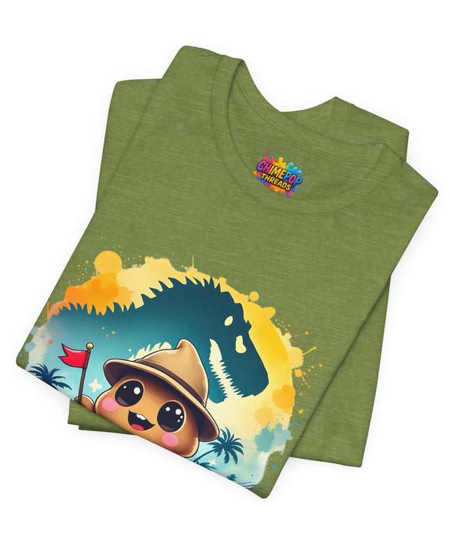 Jurassic Poo Unisex Tee, Chaos Finds a Way Dinosaur Poop Shirt, Soft Fit, Funny Tee, Graphic Tee, Jurassic Park Fan Gift, ChimePop Threads