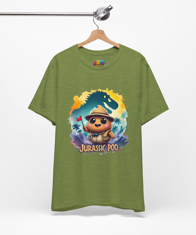 Jurassic Poo Unisex Tee, Chaos Finds a Way Dinosaur Poop Shirt, Soft Fit, Funny Tee, Graphic Tee, Jurassic Park Fan Gift, ChimePop Threads