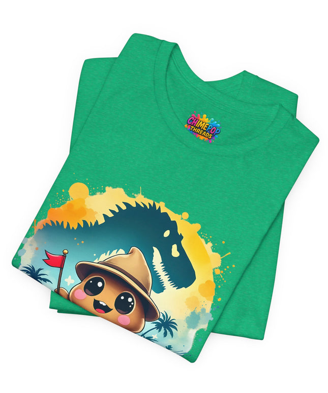 Jurassic Poo Unisex Tee, Chaos Finds a Way Dinosaur Poop Shirt, Soft Fit, Funny Tee, Graphic Tee, Jurassic Park Fan Gift, ChimePop Threads