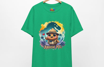 Jurassic Poo Unisex Tee, Chaos Finds a Way Dinosaur Poop Shirt, Soft Fit, Funny Tee, Graphic Tee, Jurassic Park Fan Gift, ChimePop Threads