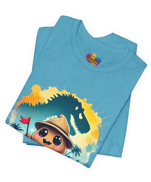 Jurassic Poo Unisex Tee, Chaos Finds a Way Dinosaur Poop Shirt, Soft Fit, Funny Tee, Graphic Tee, Jurassic Park Fan Gift, ChimePop Threads