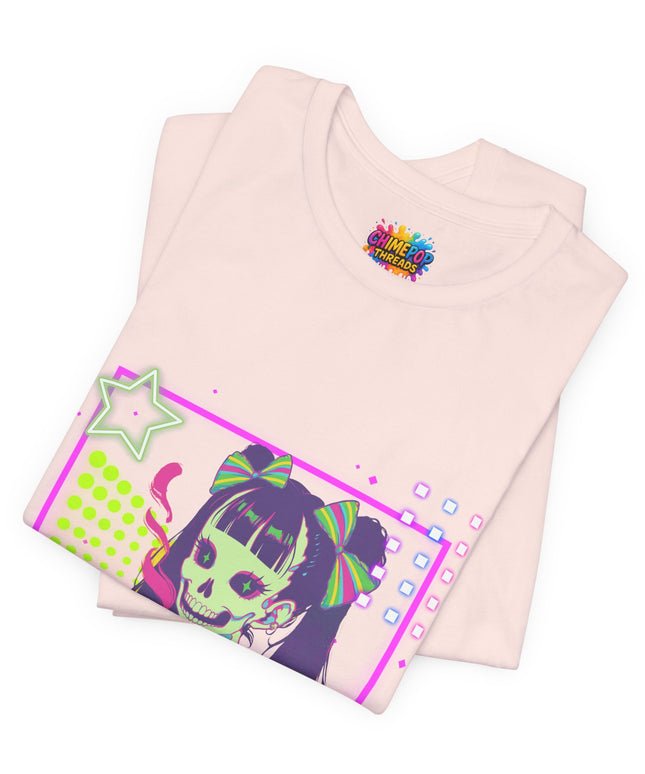 Kawaii Neon Pastel Skeleton Coffee Tee