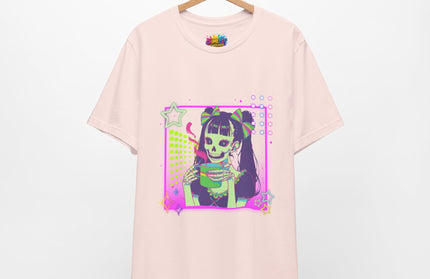 Kawaii Neon Pastel Skeleton Coffee Tee