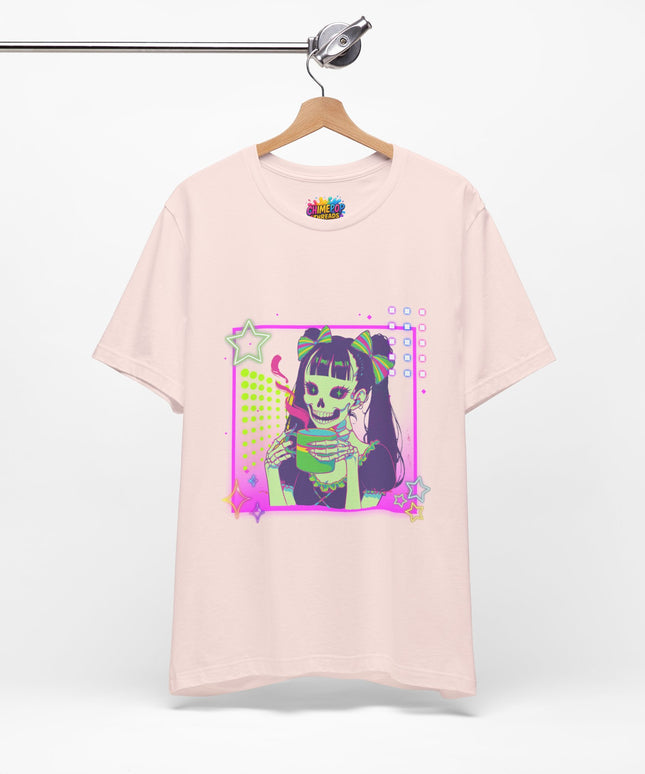 Kawaii Neon Pastel Skeleton Coffee Tee