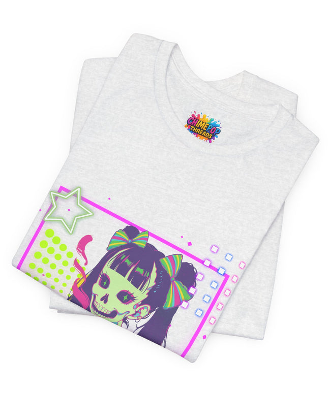Kawaii Neon Pastel Skeleton Coffee Tee