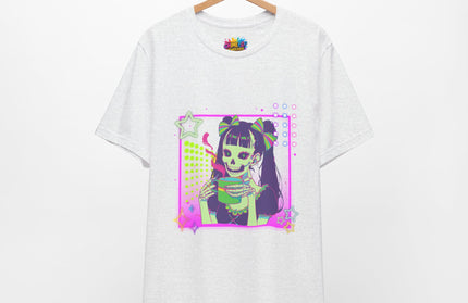 Kawaii Neon Pastel Skeleton Coffee Tee