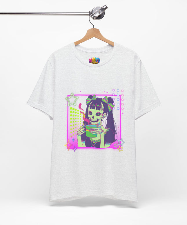 Kawaii Neon Pastel Skeleton Coffee Tee