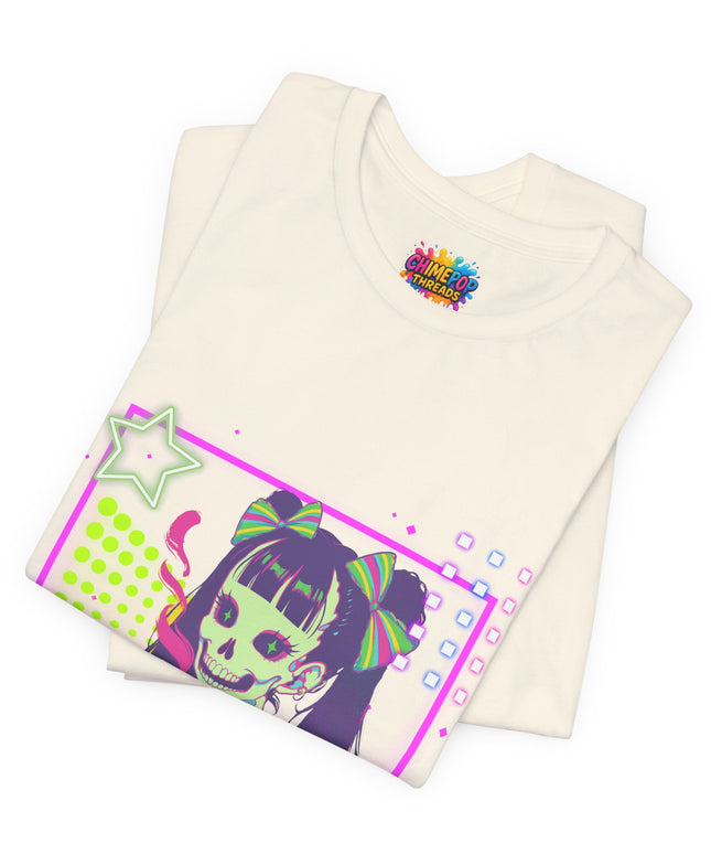 Kawaii Neon Pastel Skeleton Coffee Tee