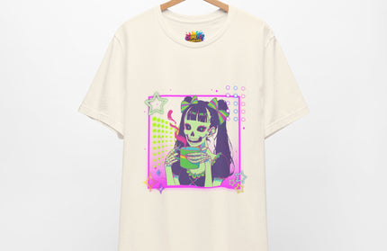 Kawaii Neon Pastel Skeleton Coffee Tee