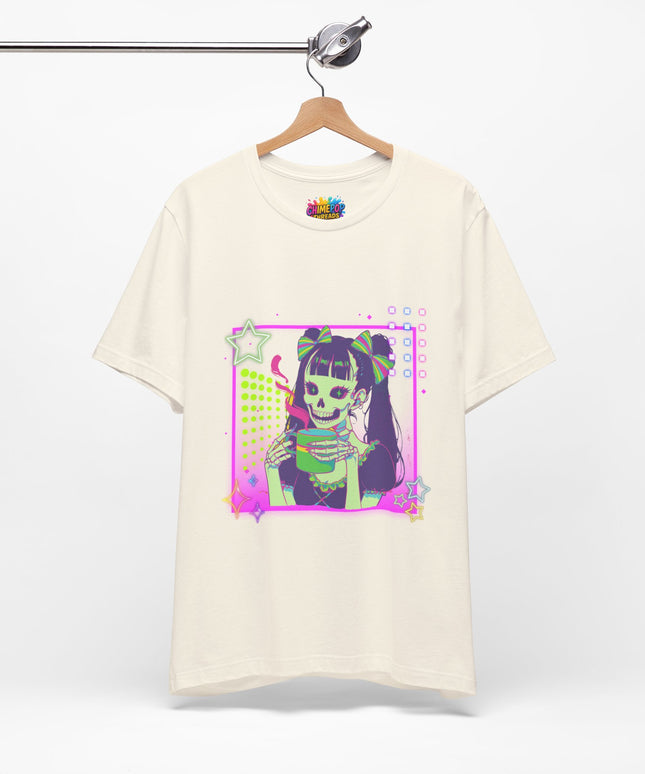 Kawaii Neon Pastel Skeleton Coffee Tee