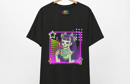 Kawaii Neon Pastel Skeleton Coffee Tee