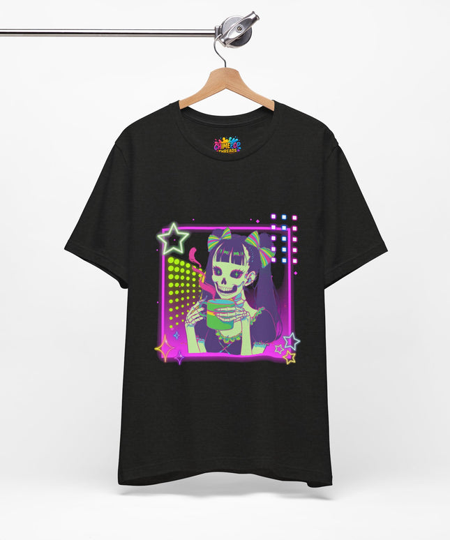 Kawaii Neon Pastel Skeleton Coffee Tee