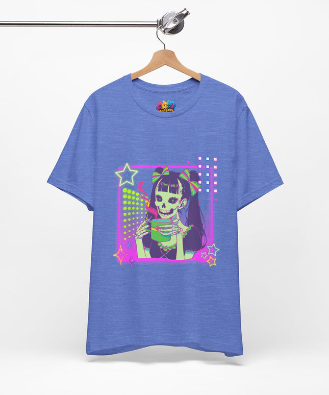 Kawaii Neon Pastel Skeleton Coffee Tee
