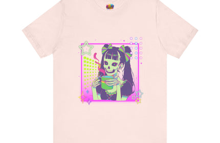 Kawaii Neon Pastel Skeleton Coffee Tee