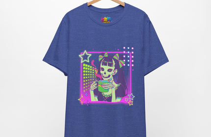 Kawaii Neon Pastel Skeleton Coffee Tee