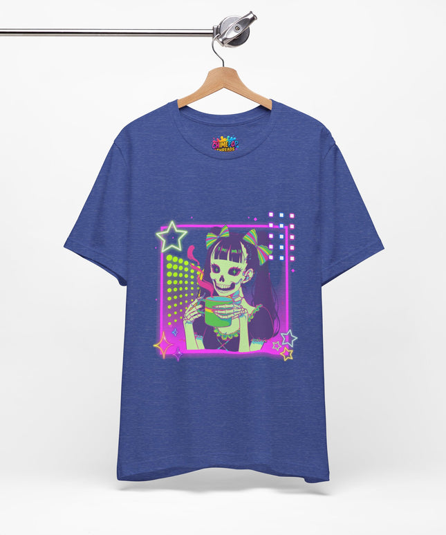Kawaii Neon Pastel Skeleton Coffee Tee