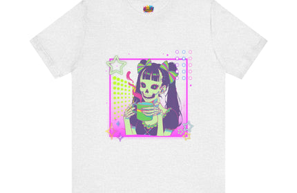 Kawaii Neon Pastel Skeleton Coffee Tee