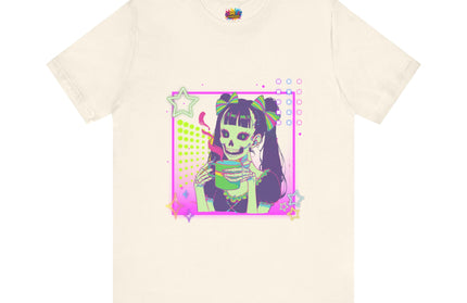 Kawaii Neon Pastel Skeleton Coffee Tee