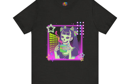 Kawaii Neon Pastel Skeleton Coffee Tee