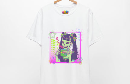 Kawaii Neon Pastel Skeleton Coffee Tee